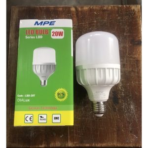 Bóng đèn led bulb tròn 20W (Đế Nhôm) Đui E27  - Ánh sáng trắng LB-20T MPE với công suất 20W