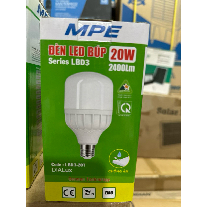 Bóng đèn led bulb tròn 20W Đui E27 - Ánh sáng trắng LBD3-20T MPE - Ảnh 3