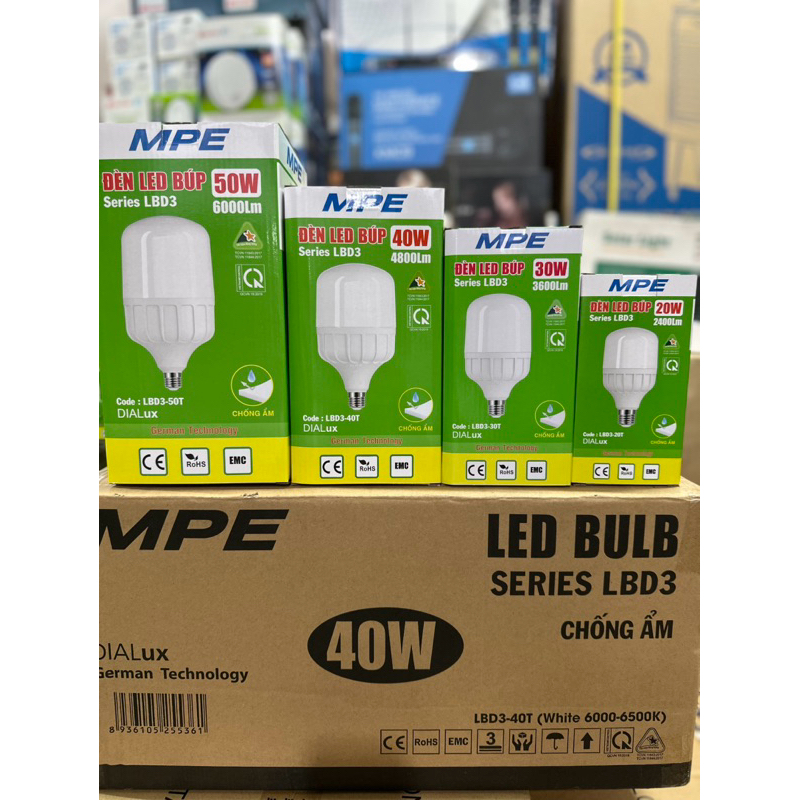 Bóng đèn led bulb tròn 40W Đui E27 - Ánh sáng vàng LBD3-40V MPE - Ảnh 5