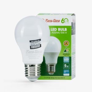 Bóng đèn led bulb tròn 5W Đui E27 – Ánh sáng trắng A55N4/5W E27 6500K Rạng Đông