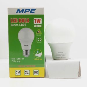 Bóng đèn led bulb tròn 7W Đui E27 - Ánh sáng trắng LBD3-7T MPE