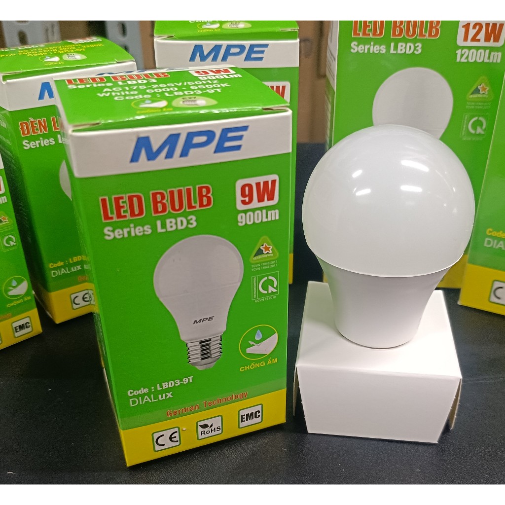 Bóng đèn led bulb tròn 9W Đui E27 - Ánh sáng trắng LBD3-9T MPE - Ảnh 2