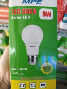 Bóng đèn led bulb tròn 9W Đui E27 - Ánh sáng vàng LBD3-9V MPE