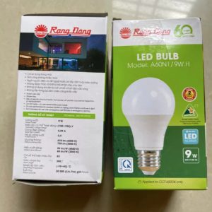 Bóng đèn led bulb tròn 9W Đui E27 – Ánh sáng vàng A60N1/9W.H E27 3000K Rạng Đông