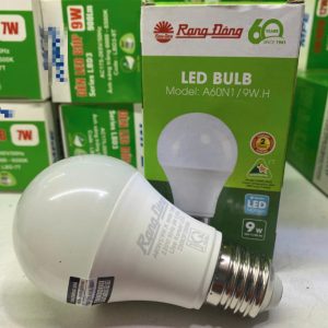 Bóng đèn led bulb tròn 9W Đui E27 – Ánh sáng vàng A60N1/9W.H E27 3000K Rạng Đông