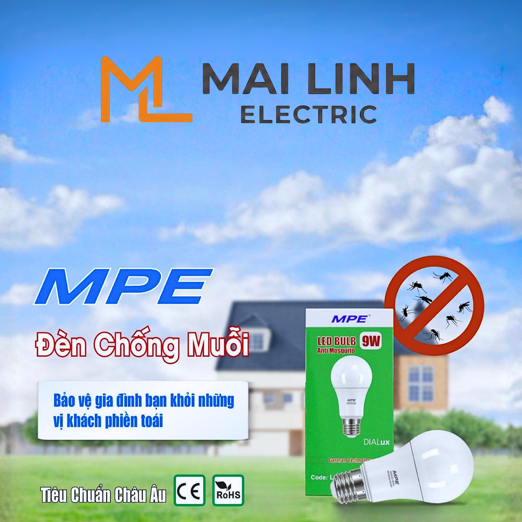 Bóng đèn led bulb tròn 9W chống muỗi MPE đui E27 - LB-9T/AM MPE - Ảnh 2
