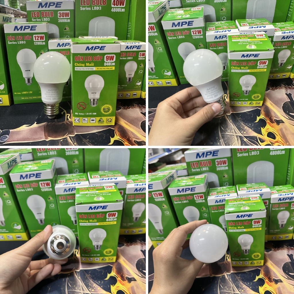 Bóng đèn led bulb tròn 9W chống muỗi MPE đui E27 - LB-9T/AM MPE - Ảnh 4