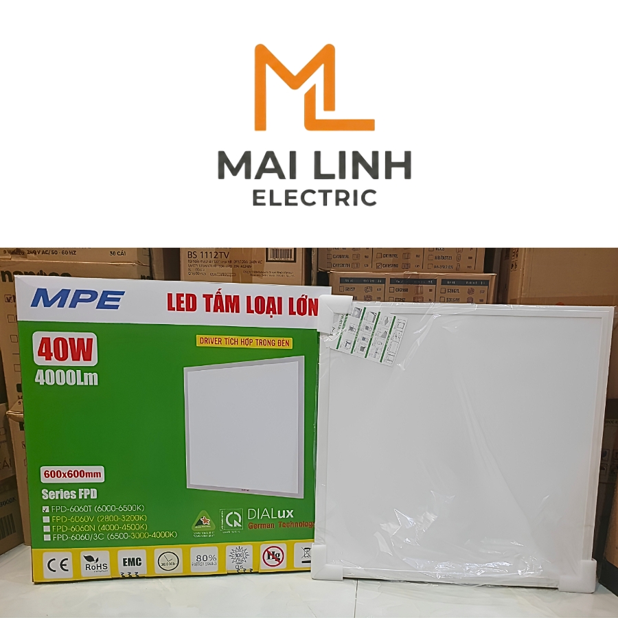 Đèn LED tấm panel loại lớn 600x600mm - 40W ánh sáng trắng FPD-6060T MPE