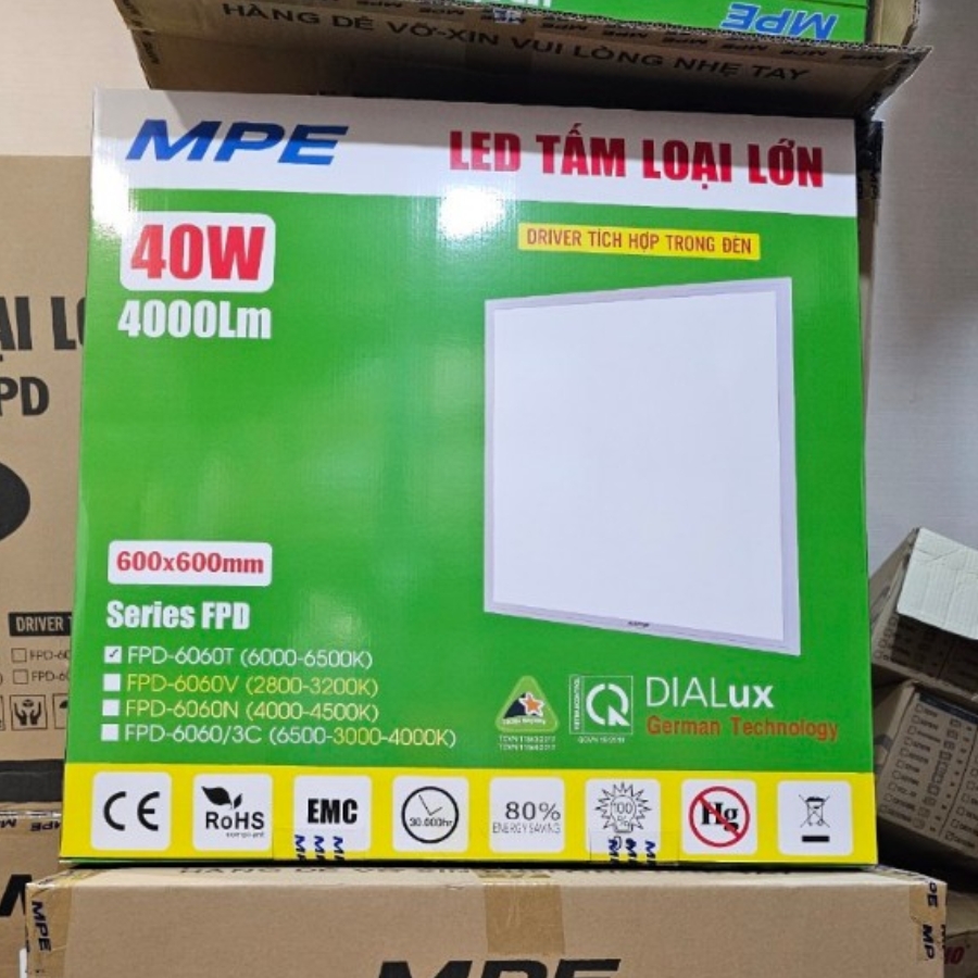 Đèn LED tấm panel loại lớn 600x600mm - 40W ánh sáng trắng FPD-6060T MPE