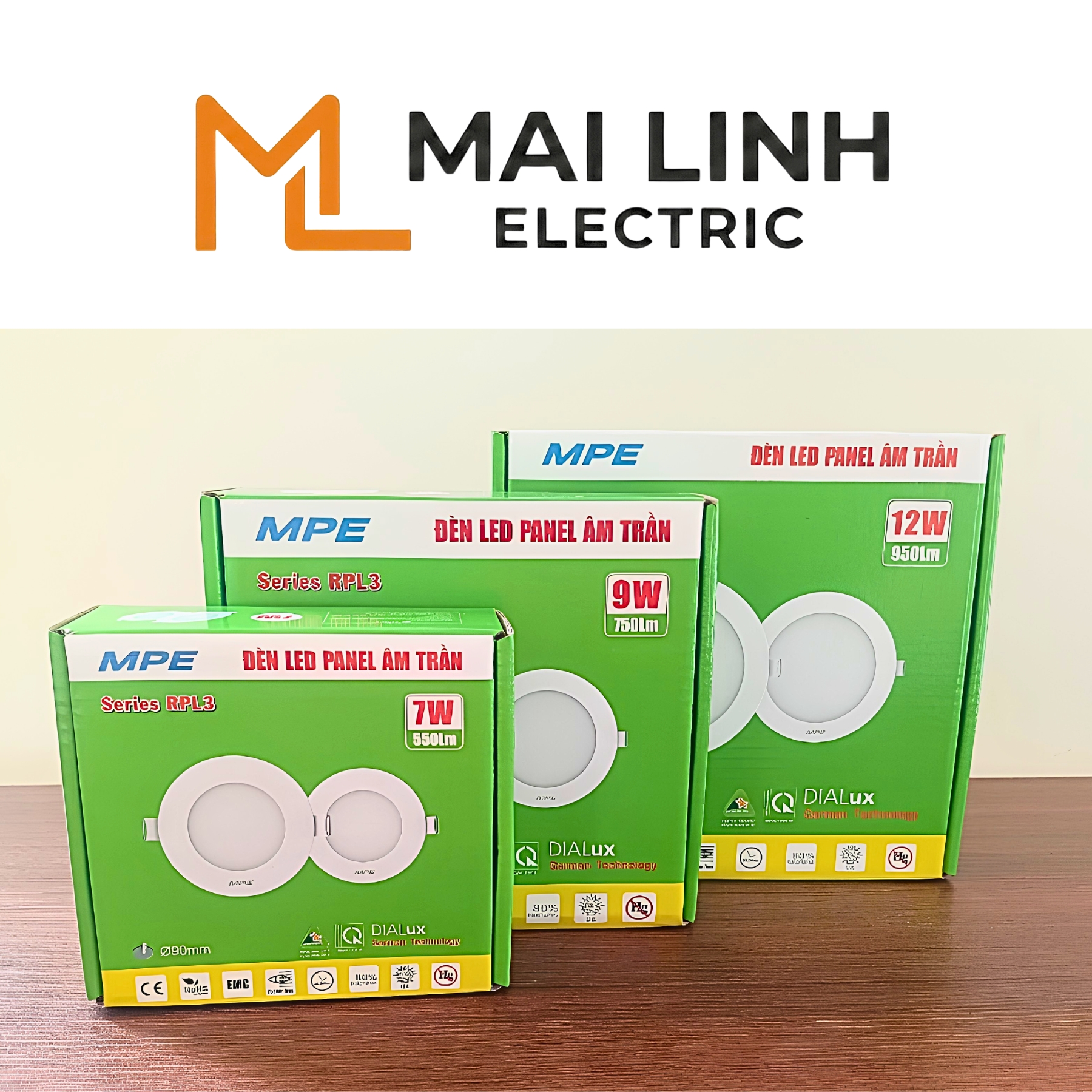Đèn Led panel âm trần siêu mỏng Đế Nhựa 7W Lỗ khoét 90mm Ánh sáng trắng RPL3-7T MPE