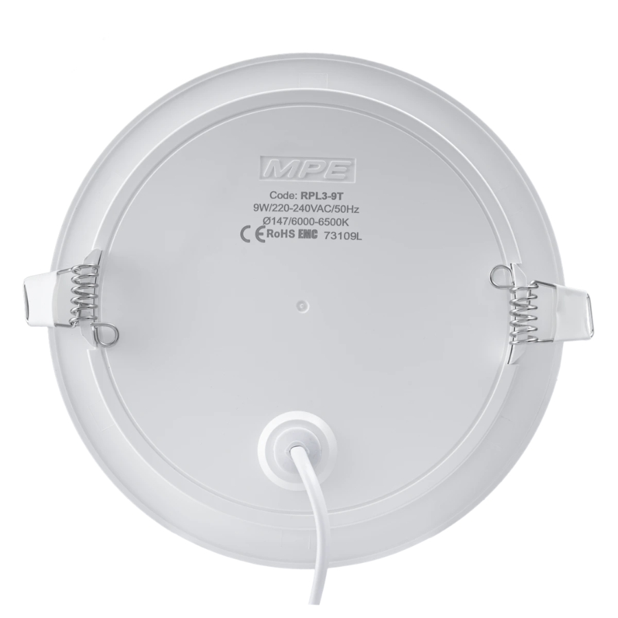 Đèn Led panel âm trần siêu mỏng Đế Nhựa 9W Lỗ khoét 130mm Ánh sáng trắng RPL3-9T MPE