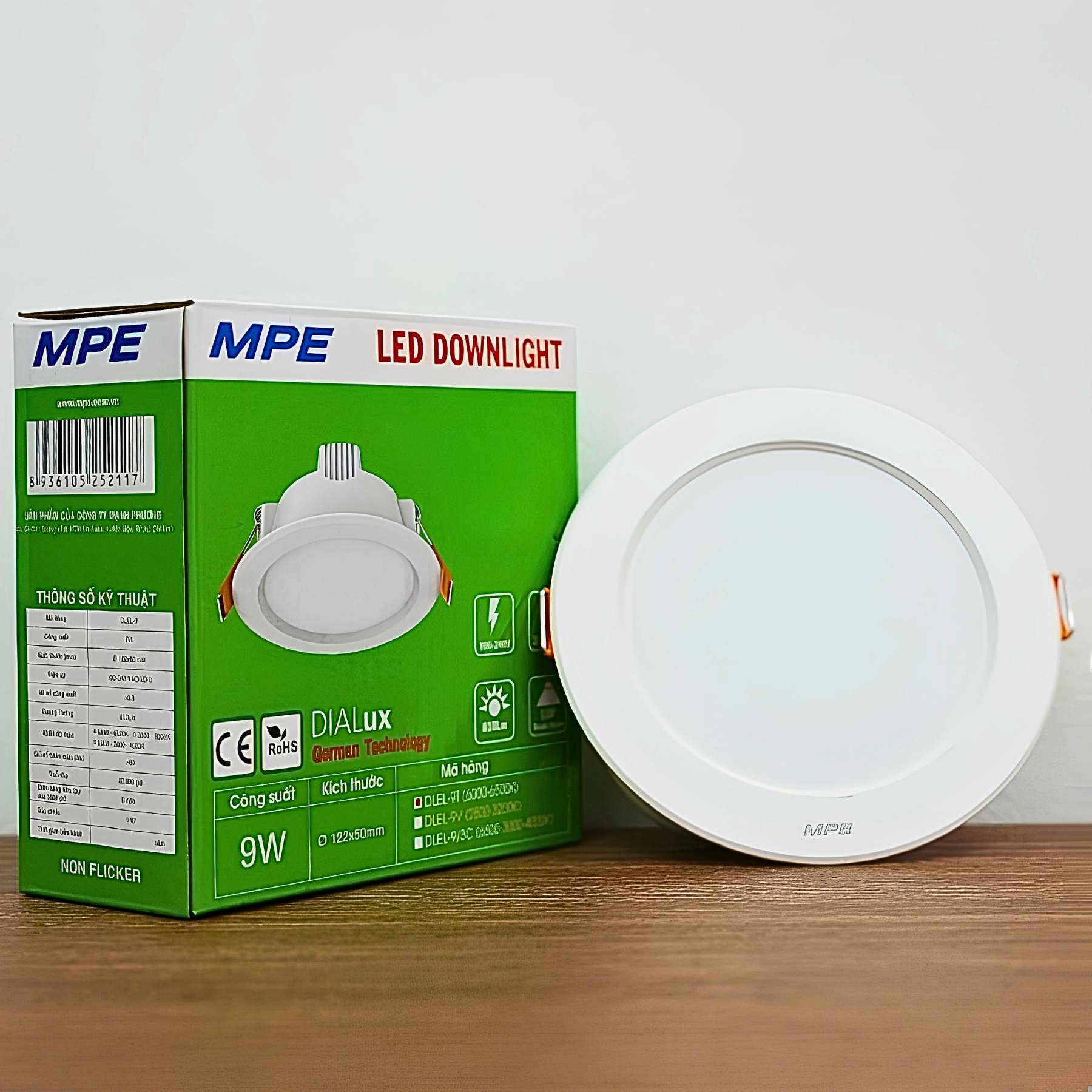 Đèn led downlight âm trần 9W tăng phô tích hợp trong thân đèn - 3 chế độ màu - khoét lỗ 100mm DLEL-9/3C MPE