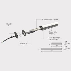 Bộ đèn LED bán nguyệt 40W 1200mm ánh sáng trắng M28.V2 1200/40W 6500K Rạng Đông