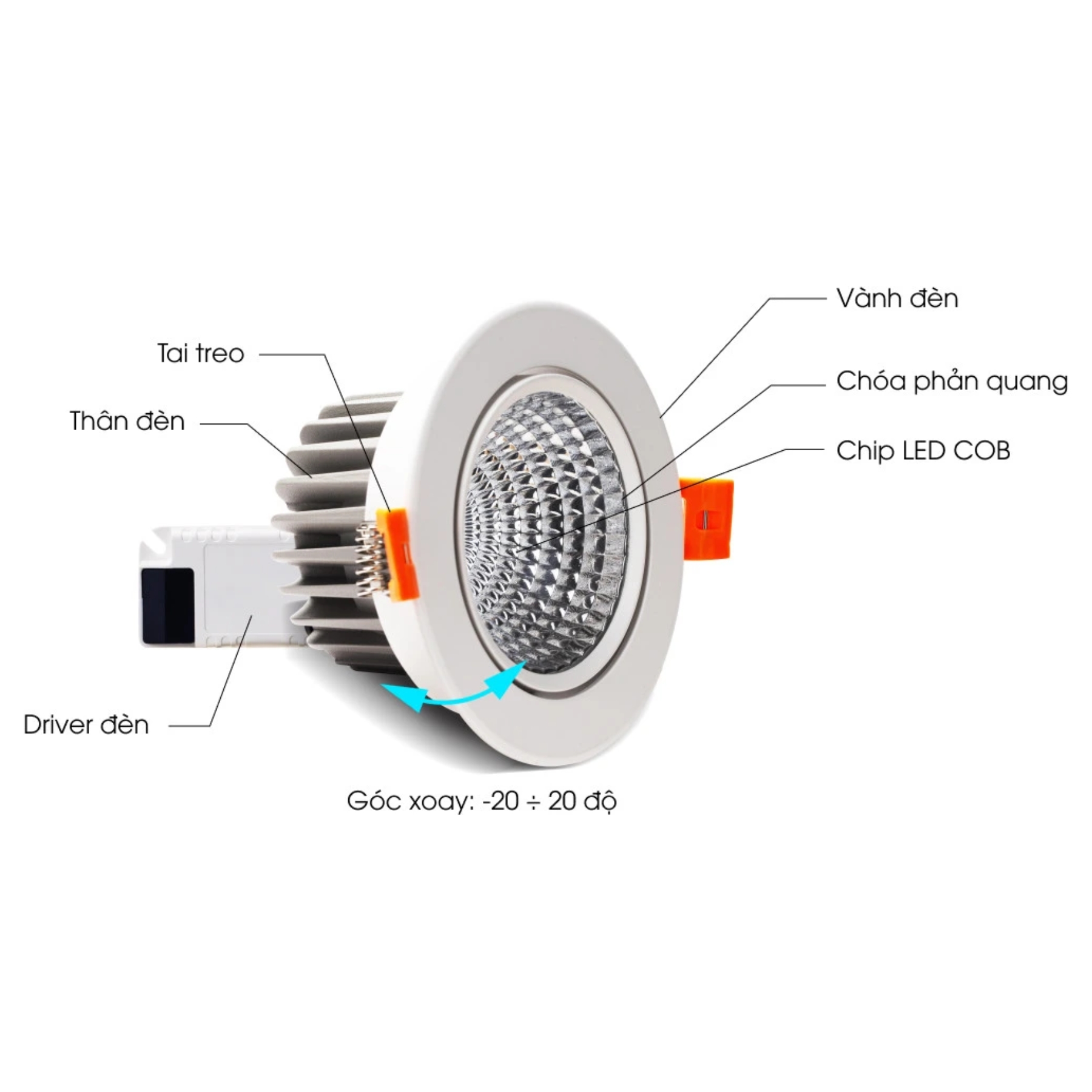 Đèn LED Downlight âm trần 12W lỗ khoét 95mm ánh sáng trung tính AT40 95/12W 4000K Rạng Đông