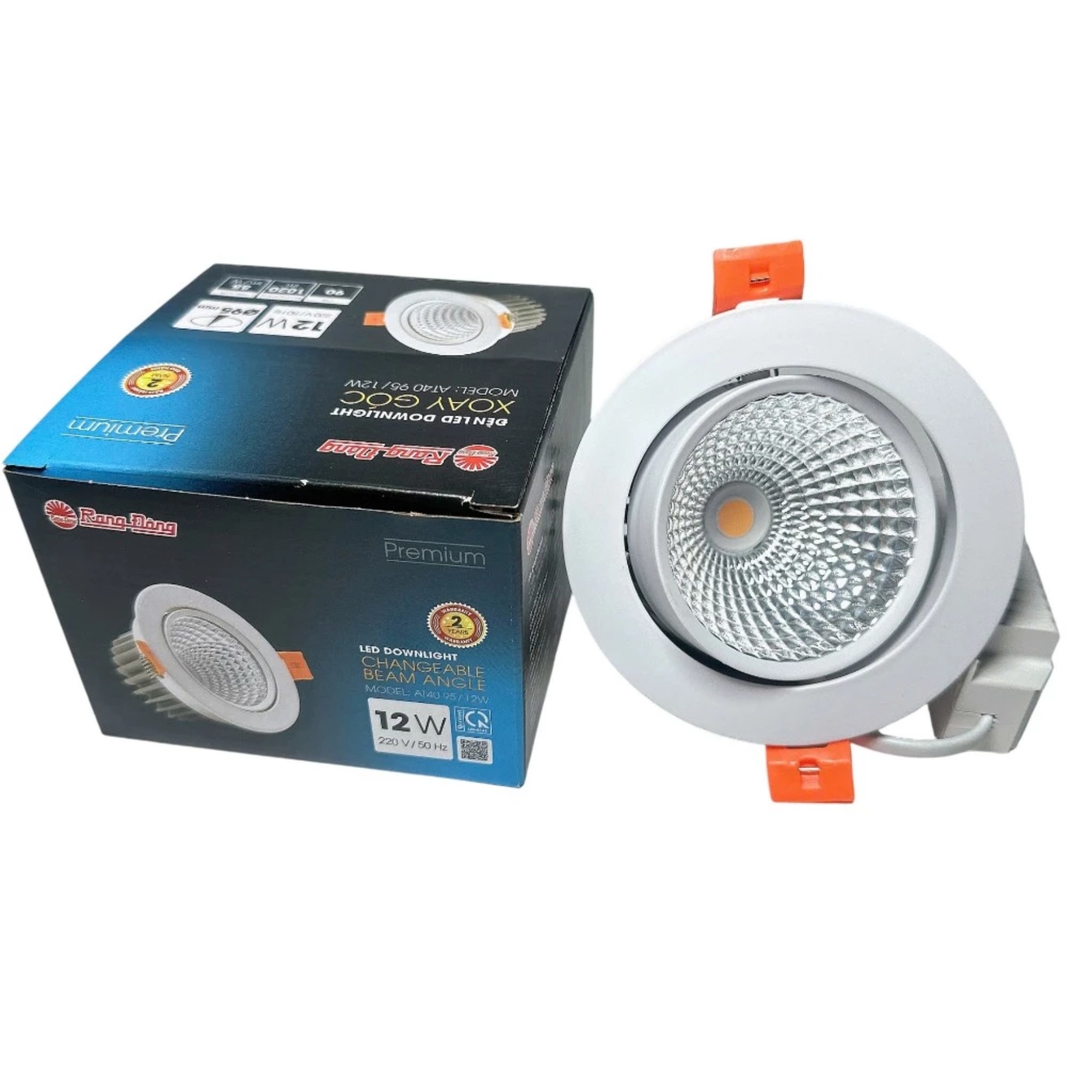 Đèn LED Downlight âm trần 12W lỗ khoét 95mm ánh sáng trung tính AT40 95/12W 4000K Rạng Đông