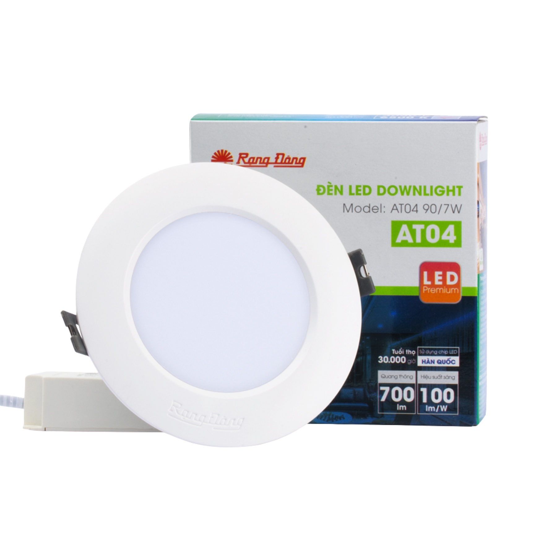 Đèn LED Downlight âm trần 7W lỗ khoét 90mm ánh sáng trung tính AT04 90/7W 4000K Rạng Đông