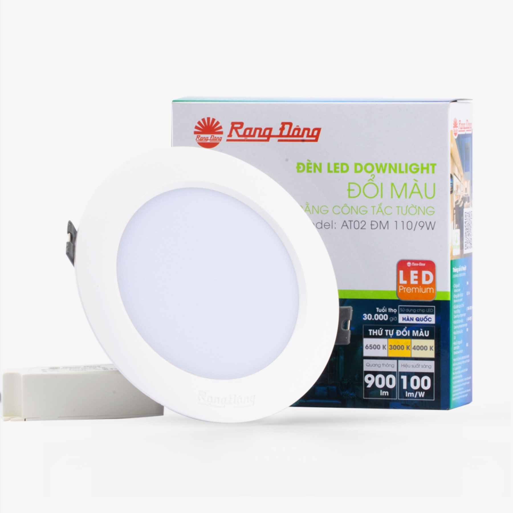 Đèn LED Downlight âm trần 9W đổi màu AT02 110/9W Rạng Đông