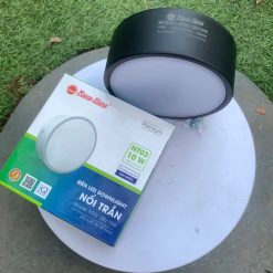 Đèn LED Downlight nổi trần 10W màu đen ánh sáng trắng NT03 120/10W 6500K Rạng Đông