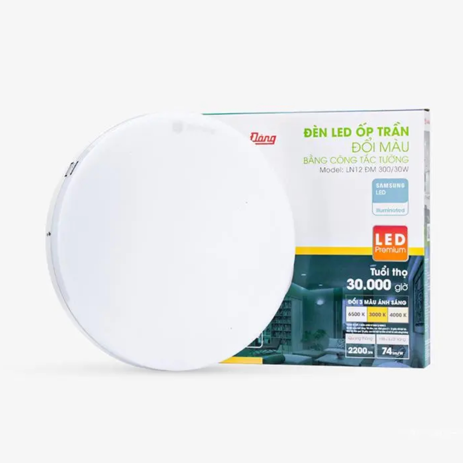 Đèn LED ốp trần đế nhôm 30W ánh sáng trắng LN12 300/30W 6500K Rạng Đông