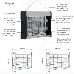 Đèn bắt muỗi DBM02 400x250/4W Rạng Đông