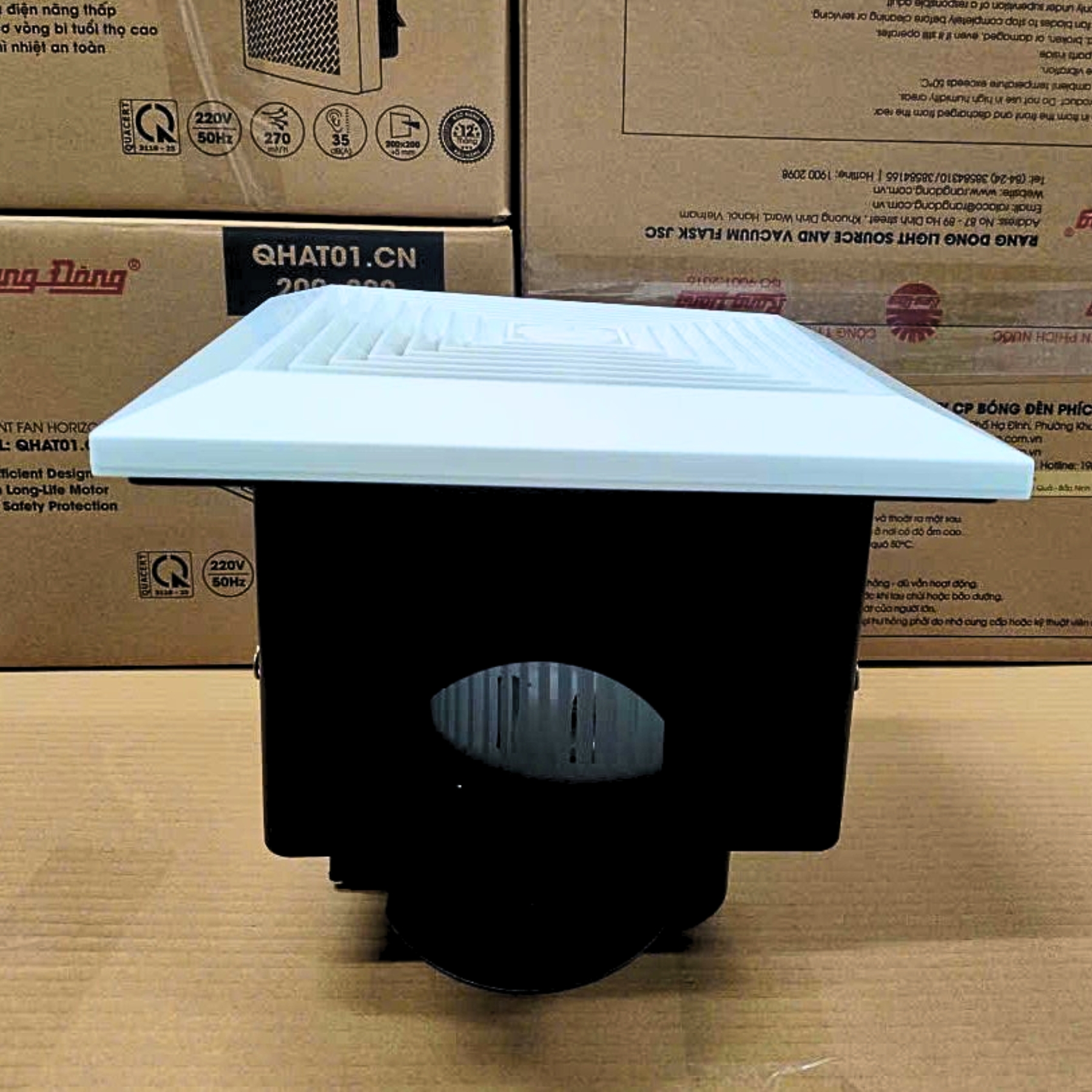 Quạt hút âm trần cổ ngang QHAT01.CN 300x300 Rạng Đông