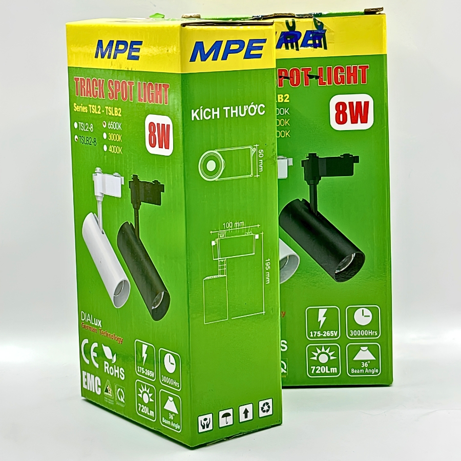 Đèn led chiếu điểm gắn ray màu đen 8W ánh sáng trung tính TSLB2-8N MPE