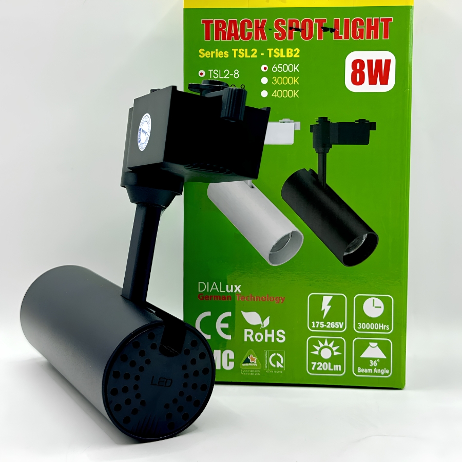 Đèn led chiếu điểm gắn ray màu đen 8W ánh sáng trung tính TSLB2-8N MPE