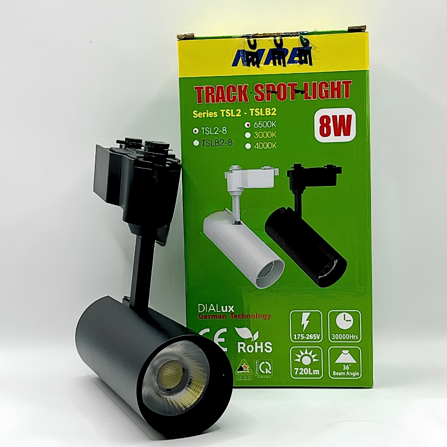 Đèn led chiếu điểm gắn ray màu đen 8W ánh sáng trung tính TSLB2-8N MPE