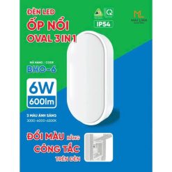 Đèn led downlight ốp nổi oval 12W đổi 3 màu BHO-12 MPE