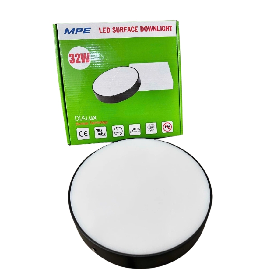 Đèn led downlight ốp nổi tràn viền đen 32W ánh sáng trắng SRDLB-32T MPE