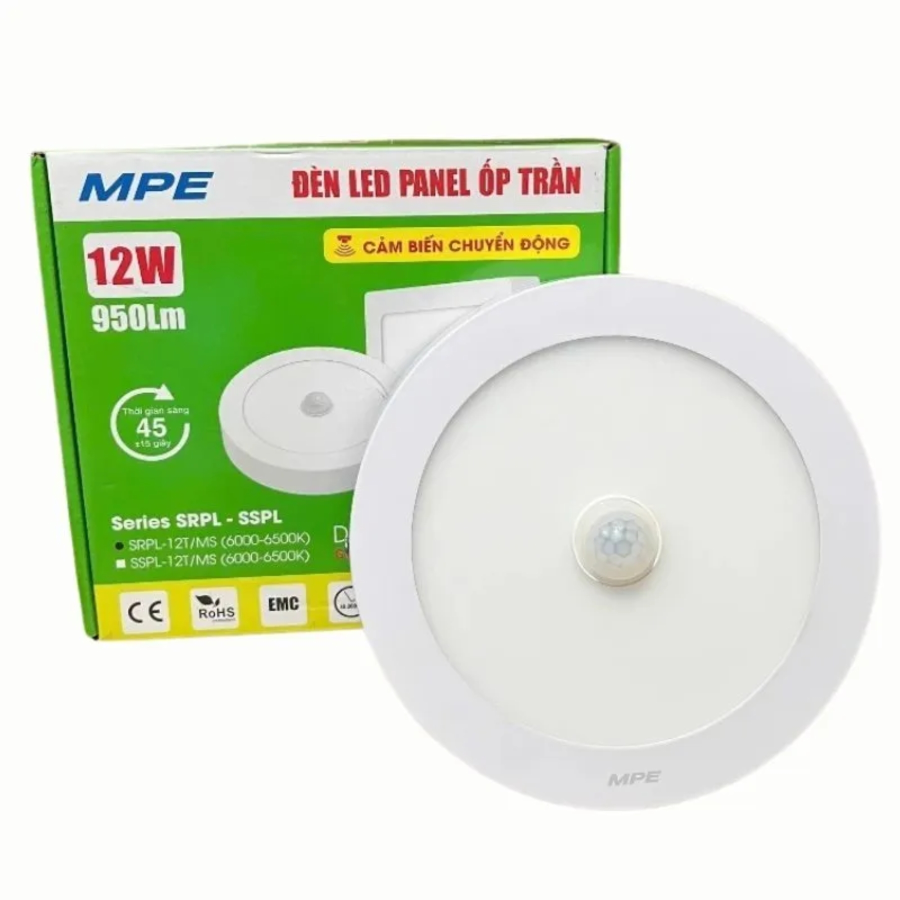Đèn led ốp trần cảm biến chuyển động 12W SRPL-12T/MS MPE