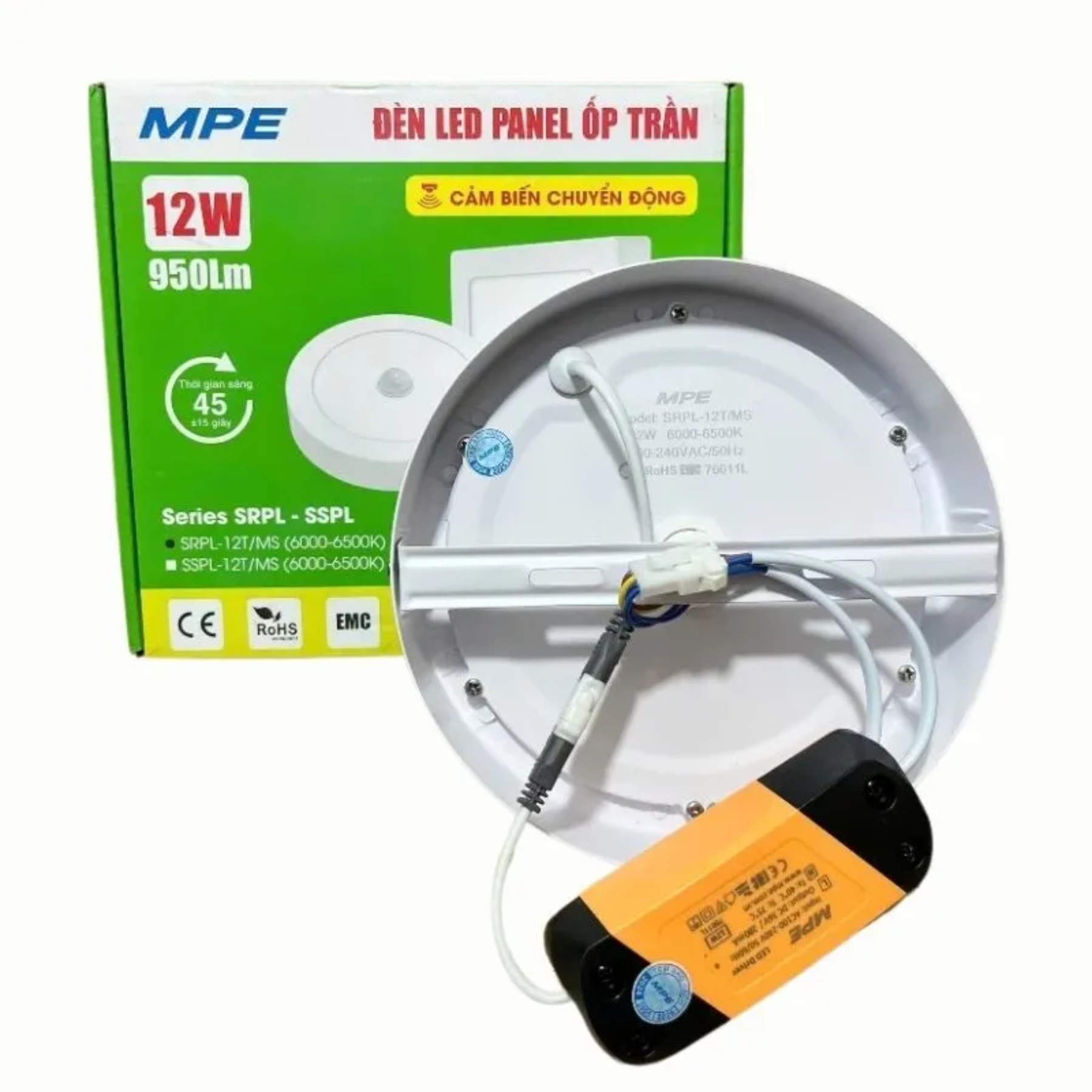 Đèn led ốp trần cảm biến chuyển động 12W SRPL-12T/MS MPE