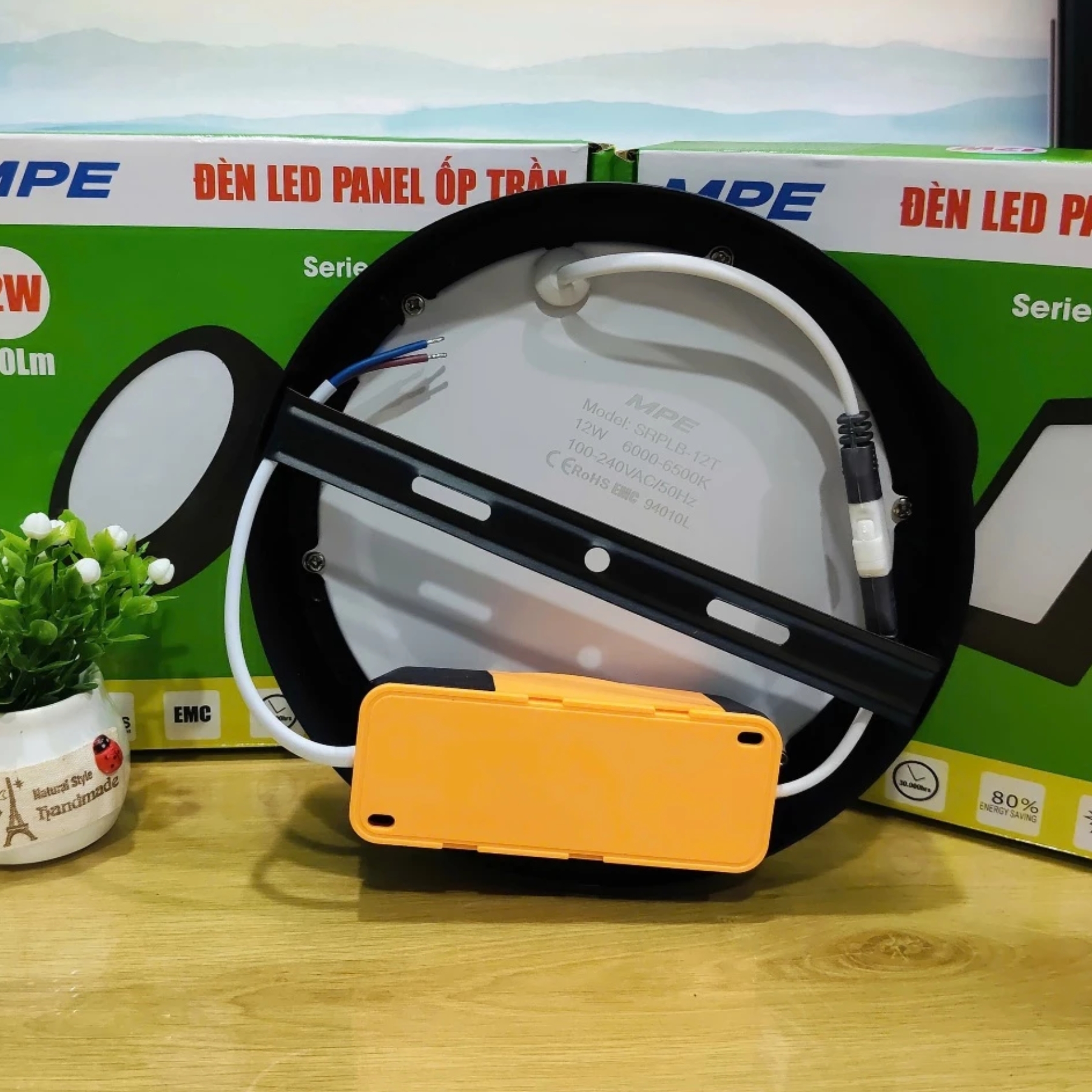 Đèn led panel ốp nổi nhôm thân đen 12W đổi màu SRPLB-12/3C MPE