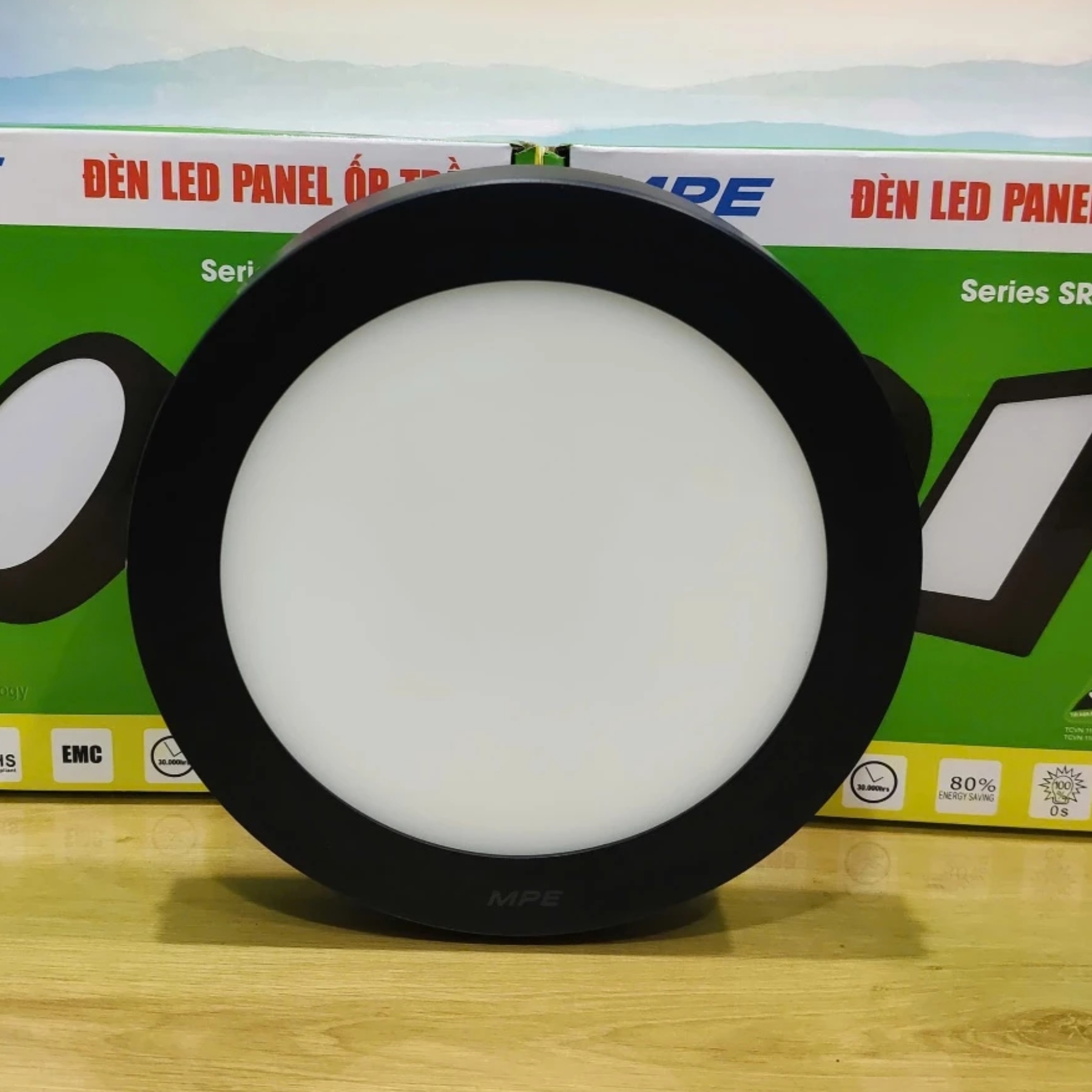 Đèn led panel ốp nổi nhôm thân đen 12W đổi màu SRPLB-12/3C MPE