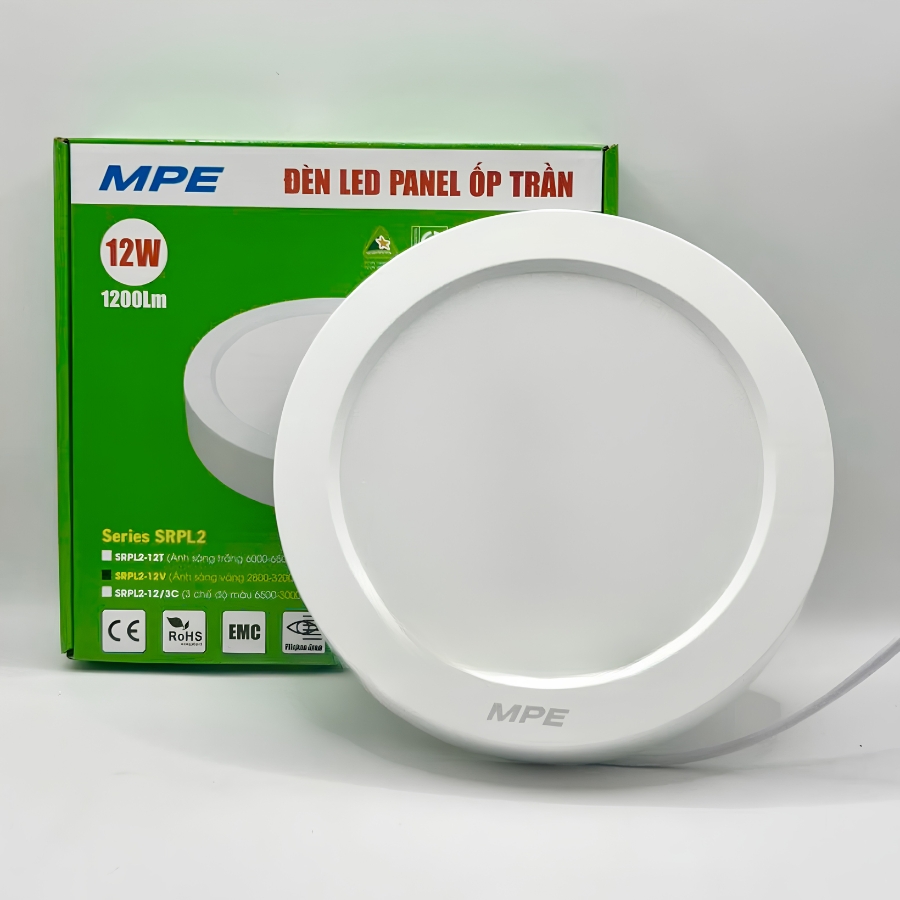 Đèn led panel ốp nổi nhựa 12W ánh sáng trắng SRPL2-12T MPE