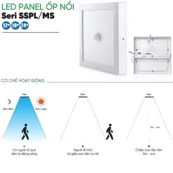 Đèn led panel ốp trần cảm biến chuyển động mặt vuông 24W SSPL-24T/MS MPE