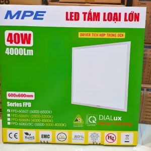 Đèn led tấm panel loại lớn 600x600mm tích hợp driver 40W ánh sáng trung tính FPD-6060N MPE