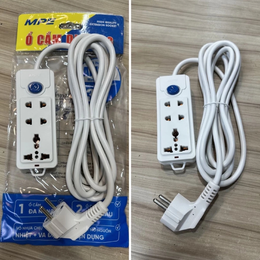 Ổ cắm di động 1 lỗ cắm đa năng 2 lỗ cắm 2 chấu dài 3m AM3S MPE - Ảnh 2