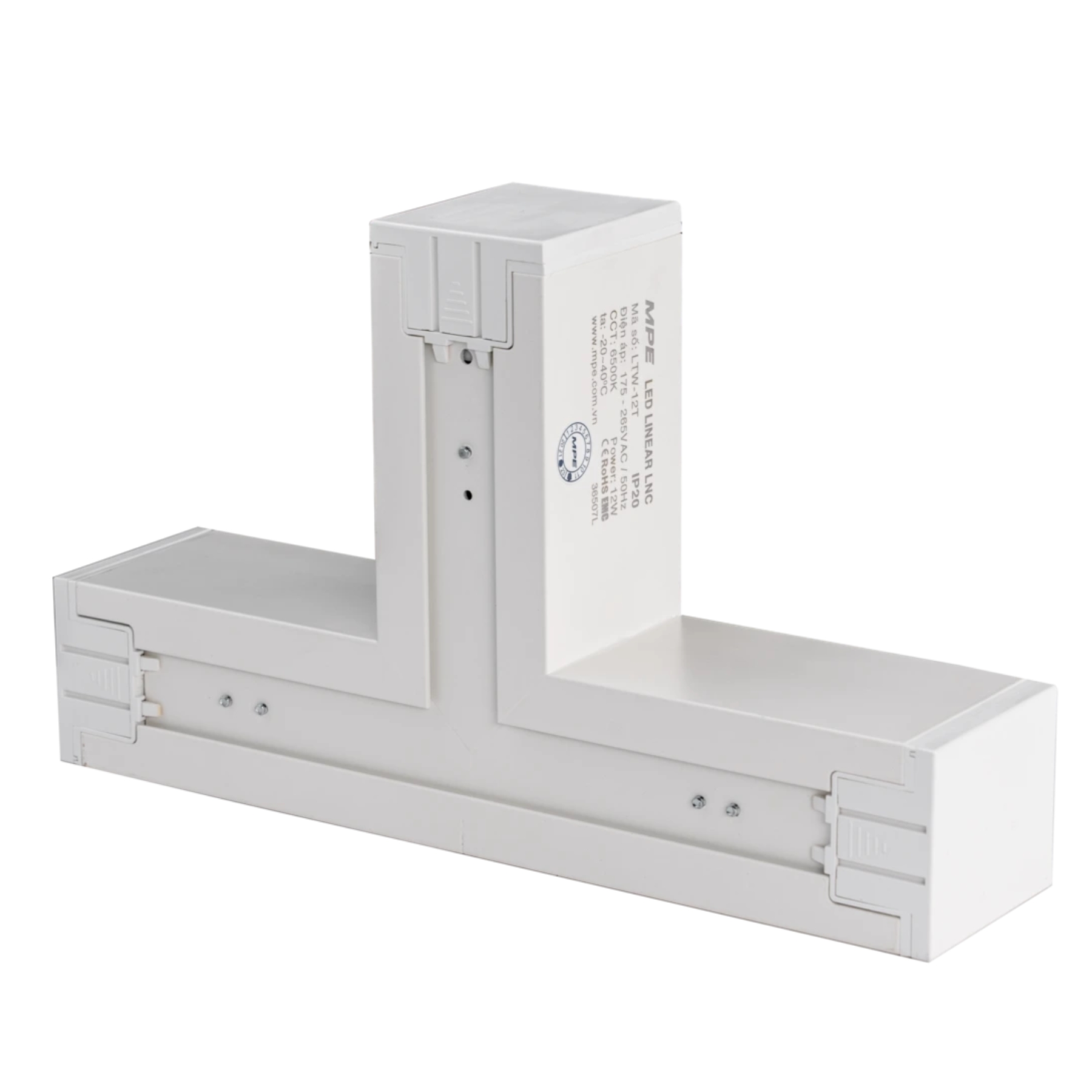 Phụ kiện thanh nối T thân màu trắng có đèn 12W ánh sáng trắng dùng cho Seri LNC mã LTW-12T MPE