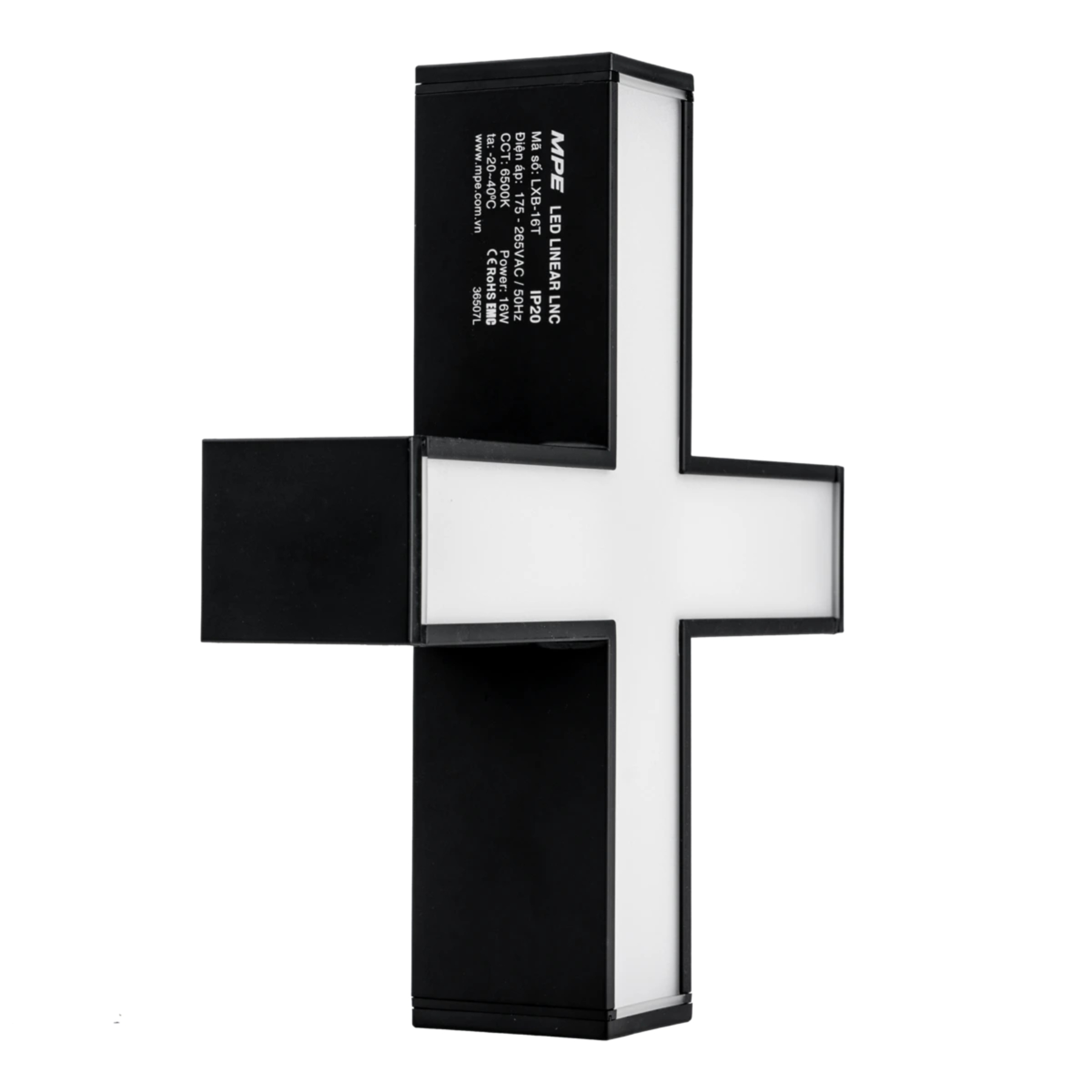 Phụ kiện thanh nối X thân màu đen có đèn 16W ánh sáng trung tính dùng cho Seri LNC mã LXB-16N MPE