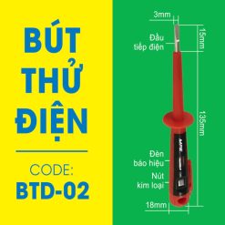 Bút thử điện hiển thị đèn báo - thử điện áp AC 100-500V BTD-02 MPE - Thiết bị điện Mai Linh Electric