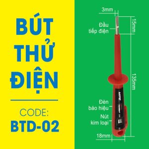 Bút thử điện hiển thị đèn báo - thử điện áp AC 100-500V BTD-02 MPE - Thiết bị điện Mai Linh Electric