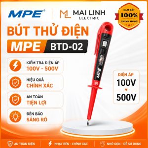 Bút thử điện hiển thị đèn báo - thử điện áp AC 100-500V BTD-02 MPE - Thiết bị điện Mai Linh Electric