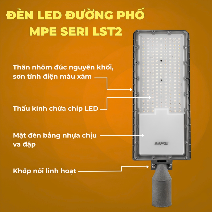 Đèn đường led 200W ánh sáng trung tính LST2-200N MPE - Thiết bị điện Mai Linh Electric