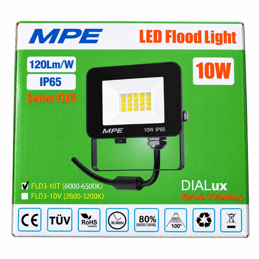Đèn led pha 10W ánh sáng trắng FLD3-10T MPE
