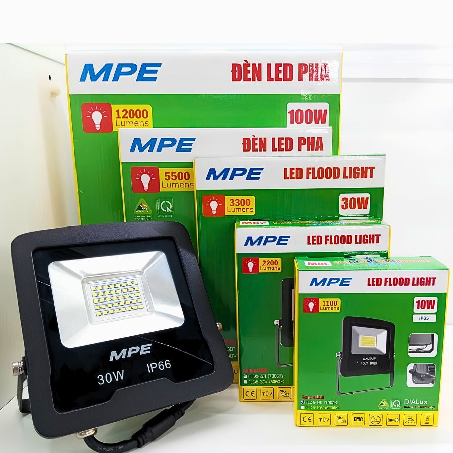 Đèn led pha 30W ánh sáng vàng FLD5-30V MPE - Thiết bị điện Mai Linh Electric
