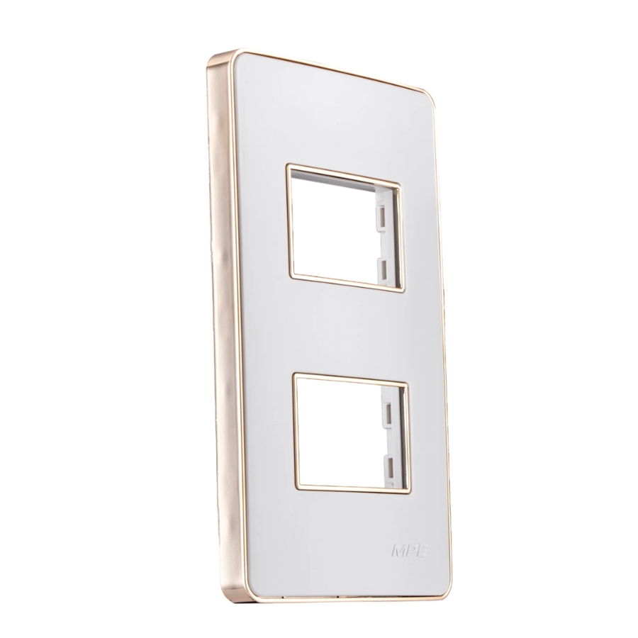 Mặt dùng cho 2 thiết bị viền vàng mã A602G MPE - Thiết bị điện Mai Linh Electric