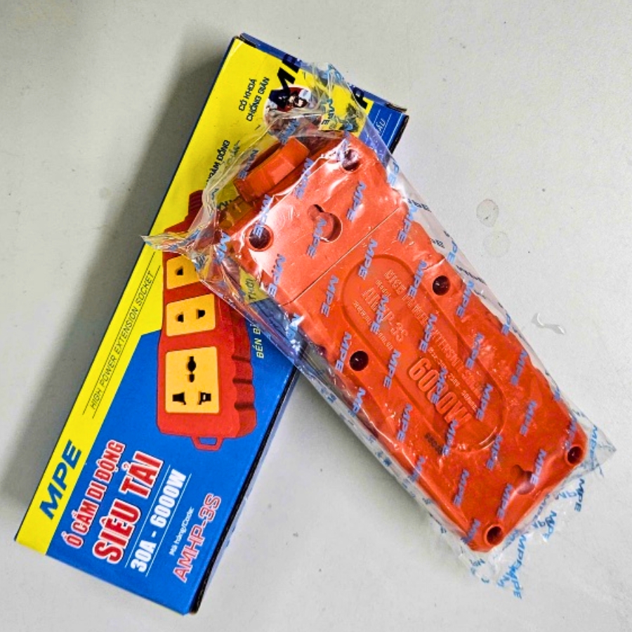 Ổ cắm di động siêu tải 1 ổ cắm đa năng 2 ổ cắm 2 chấu mã AMHP-3S MPE - Thiết bị điện Mai Linh Electric