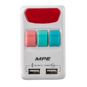 Ổ cắm du lịch đa năng tích hợp 2 cổng USB mã TA4 MPE - Thiết bị điện Mai Linh Electric