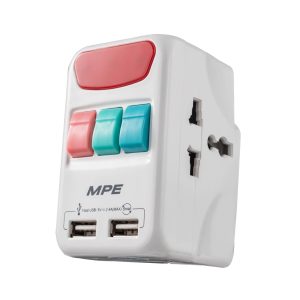 Ổ cắm du lịch đa năng tích hợp 2 cổng USB mã TA4 MPE - Thiết bị điện Mai Linh Electric